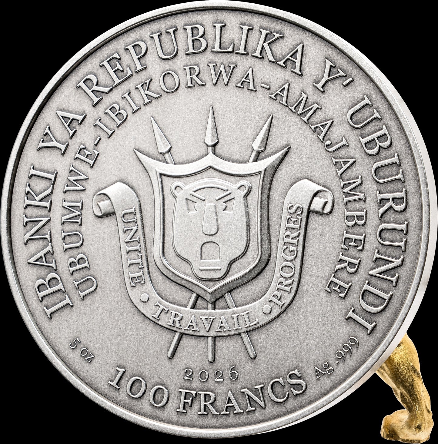 2026 Burundi Dynamic Dimension Lion 5 oz Silver Coin (07/08)