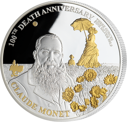 Djibouti Claude Monet 3 oz Silver Coin
