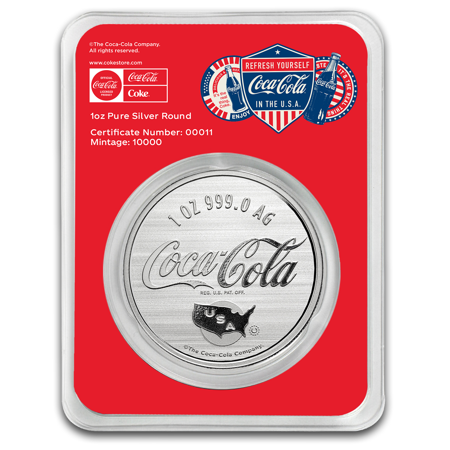 In Stock! 2026 Pamp Suisse Coca-Cola USA 1 oz Silver Round in TEP