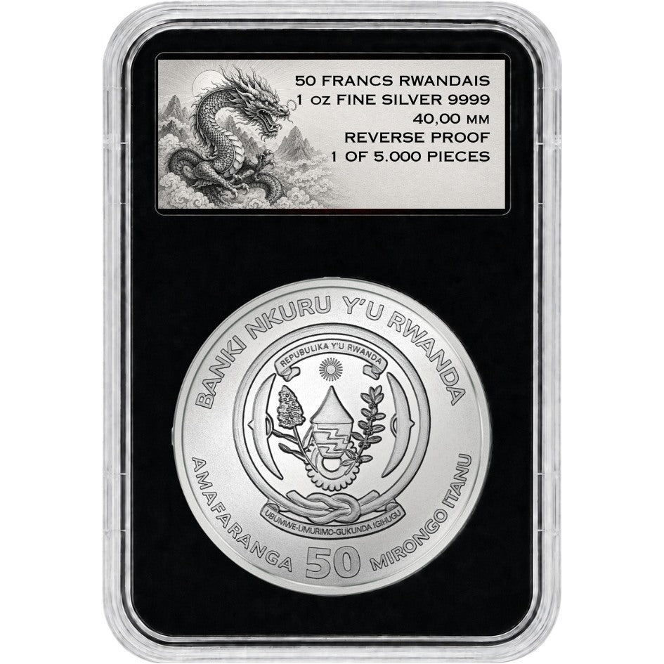 2026 Rwanda Chinese Blue Dragon Reverse Proof 1 oz Silver Coin