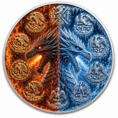 2024 Mexico Libertad Aztec Fire & Ice Dragon 1 oz Silver Coin