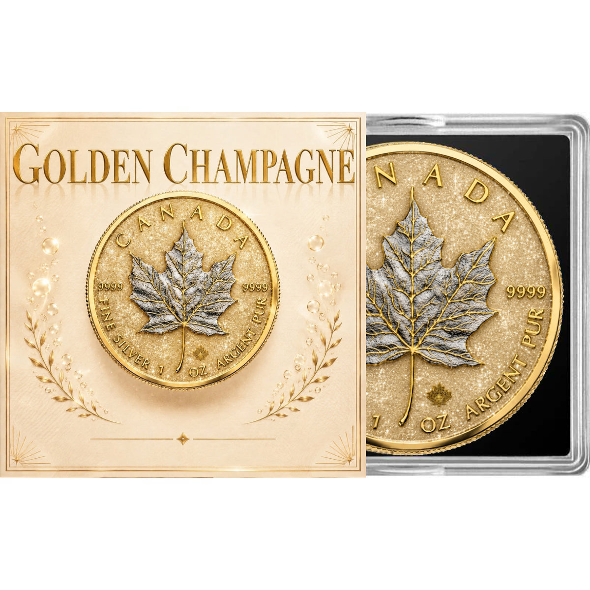 2026 Canada Maple Leaf Golden Champagne Edition 1 oz Silver Coin