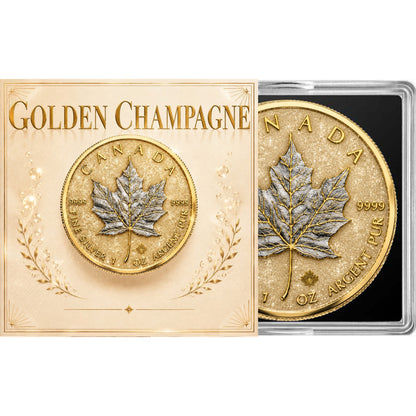 2026 Canada Maple Leaf Golden Champagne Edition 1 oz Silver Coin
