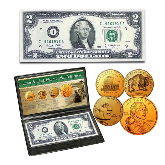 U.S. Genuine Legal Tender Lewis & Clark Bicentennial Coin & Currency Set