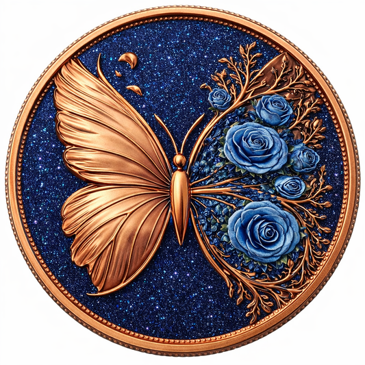 Metalmorphosis Butterfly -1 oz CU- High Relief- Double-sided Colorized- Glitter Accent