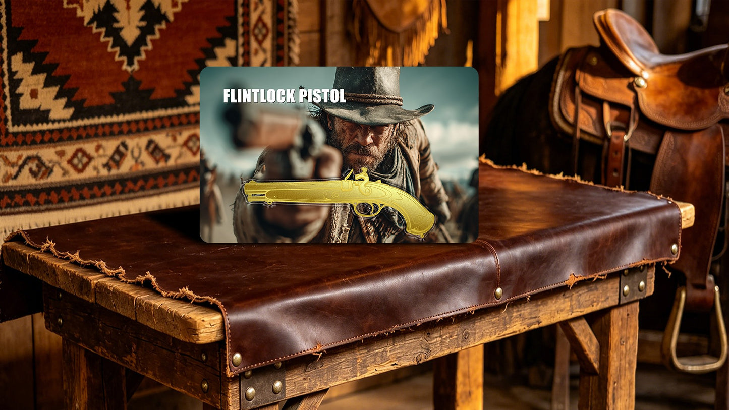 2026 Flintlock Pistol Shaped 1/1000 oz Gold Medal in Card (07/27)