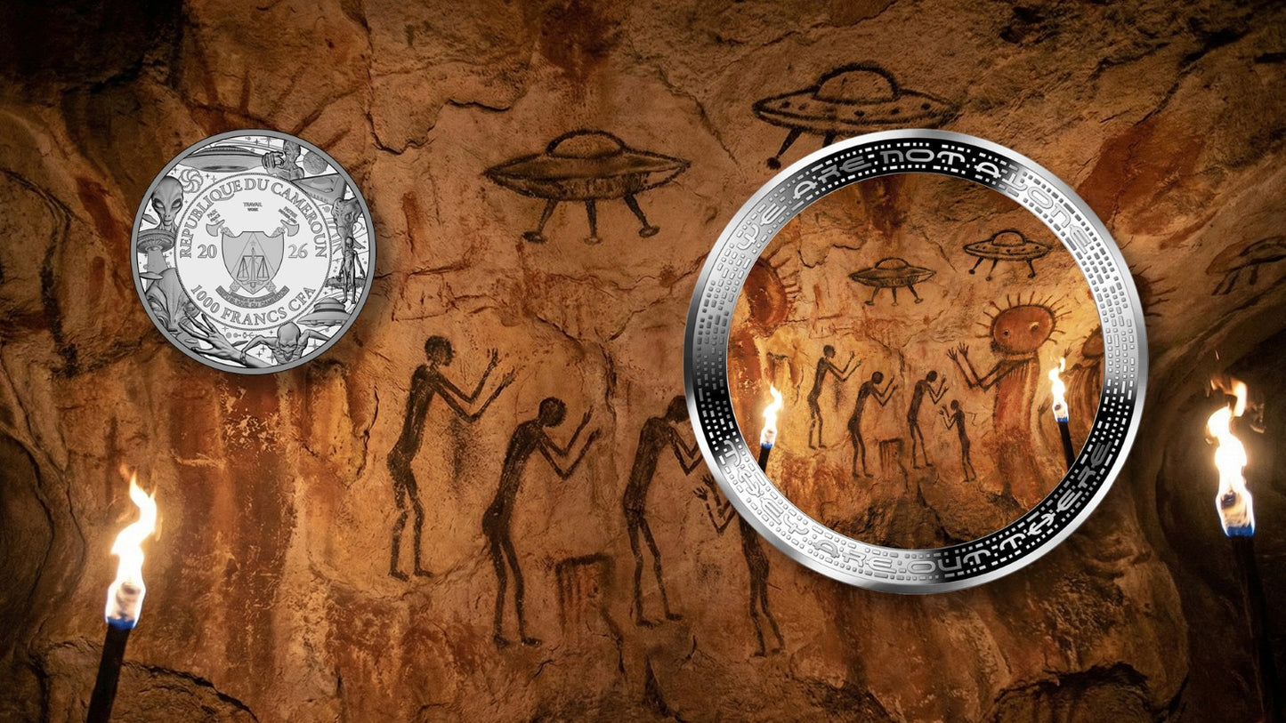 2026 Cameroon Prehistoric Alien Painting 1 oz Silver Coin (07/03)