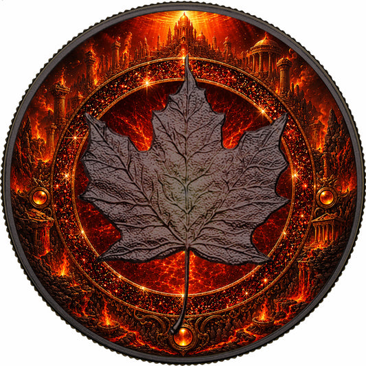 2026 Canada Maple Leaf Fire - Elemental Realms Diamond Dust 1 oz Silver Coin (08/07)