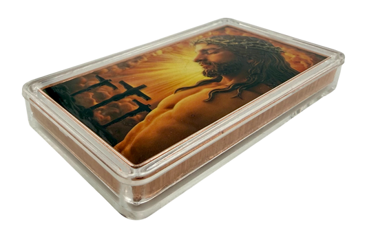 Jesus - He is Risen Colorized 5 oz Copper Bar (06/24)