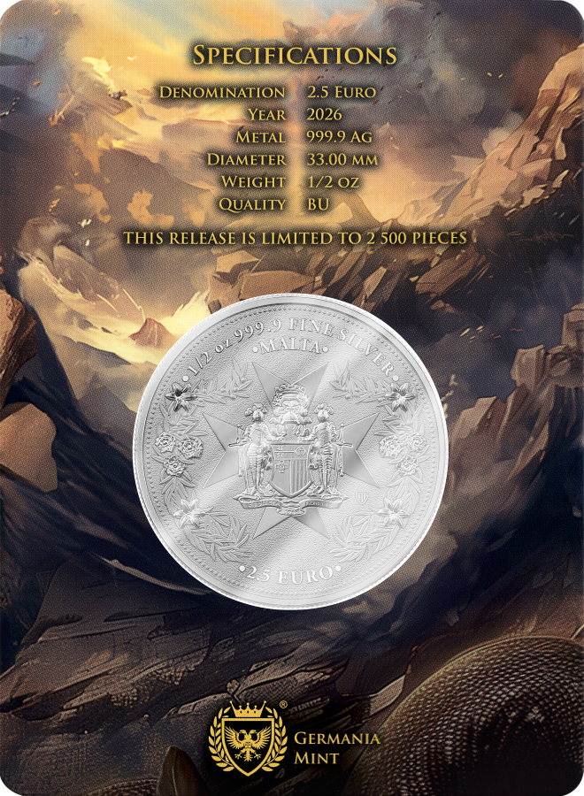 Estimate: 2026 Malta Golden Eagle BU 1/2 oz Silver Coin in Card