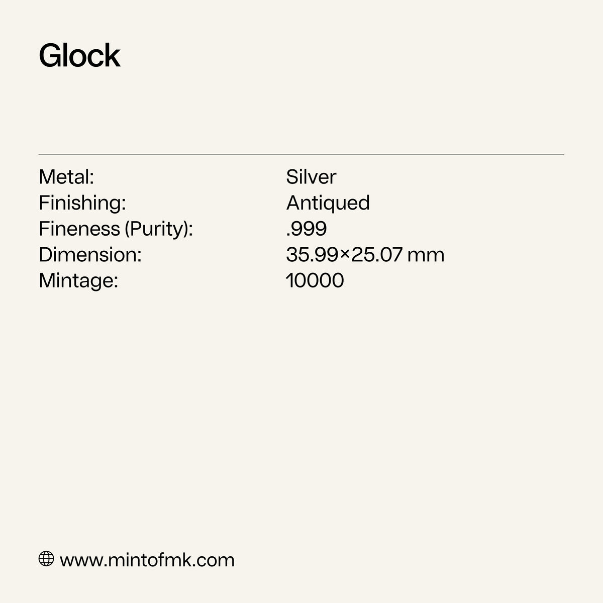 Glock Shaped 2+ gram Silver Medal