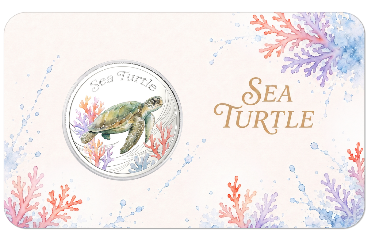 2026 Solomon Islands Water Color Sea Turtle 10g CN Coin in Card