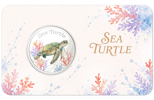 2026 Solomon Islands Water Color Sea Turtle 10g CN Coin in Card