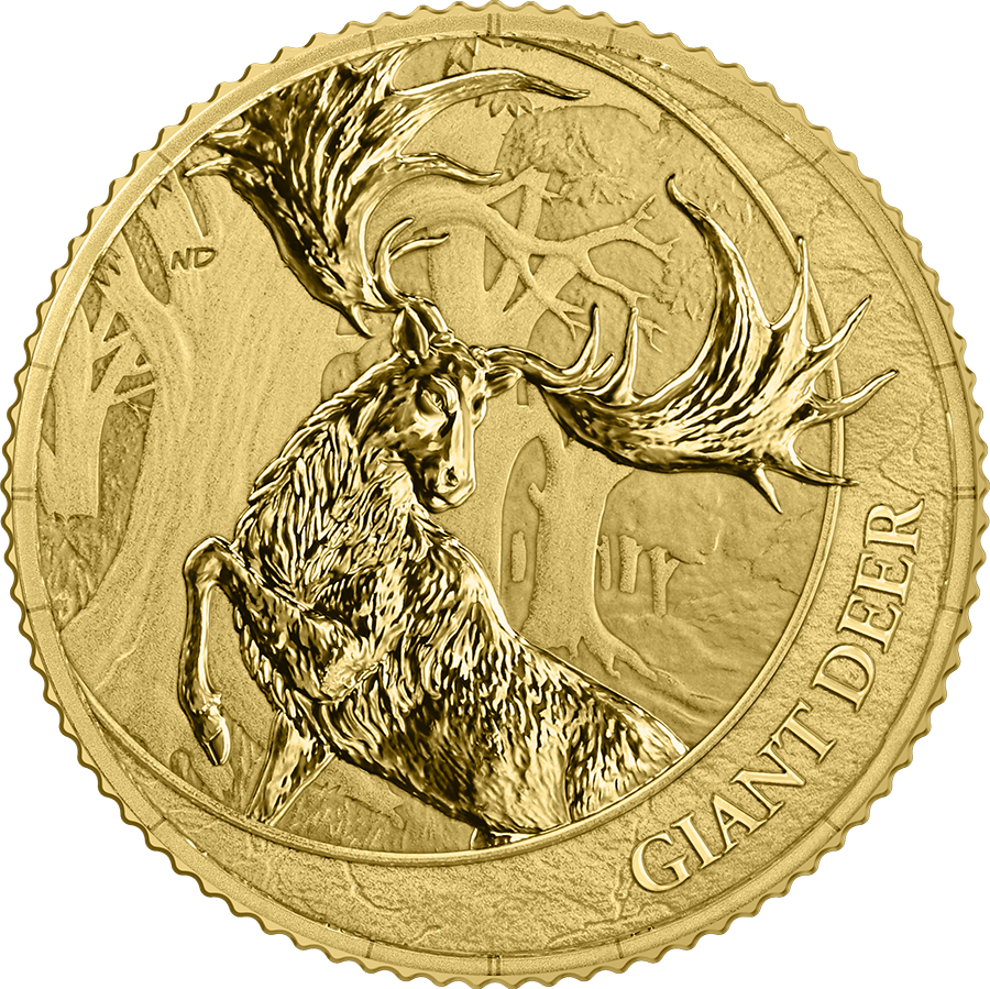 Estimate: 2026 Liberia Megafauna - Giant Deer BU 1/10 oz Gold Coin in Card