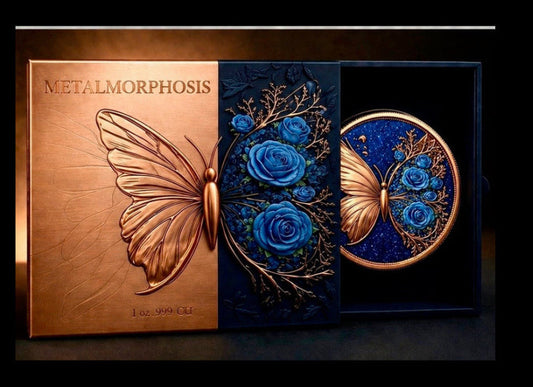 Metalmorphosis Butterfly -1 oz CU- High Relief- Double-sided Colorized- Glitter Accent