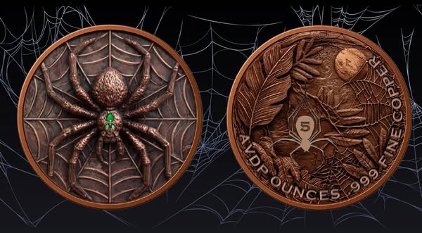 In Stock! 5 oz Glow in the Dark Spider Copper in Capsule