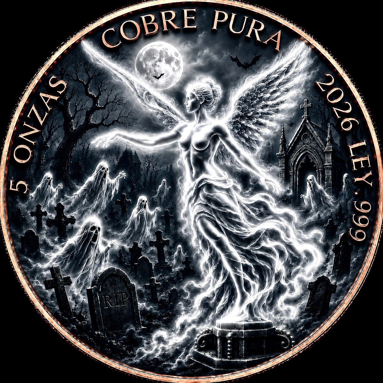Ghostly Libertad Colorized 5 oz Copper Medal (07/14)