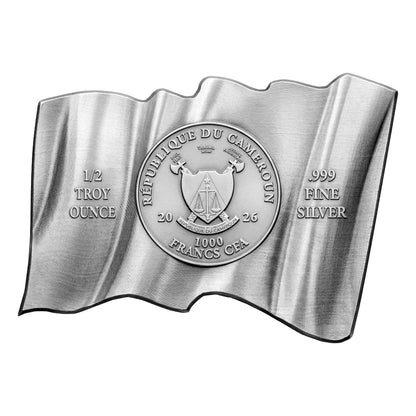 2026 Cameroon Betsy Ross 3D Waving Flag 1/2 oz Silver Coin