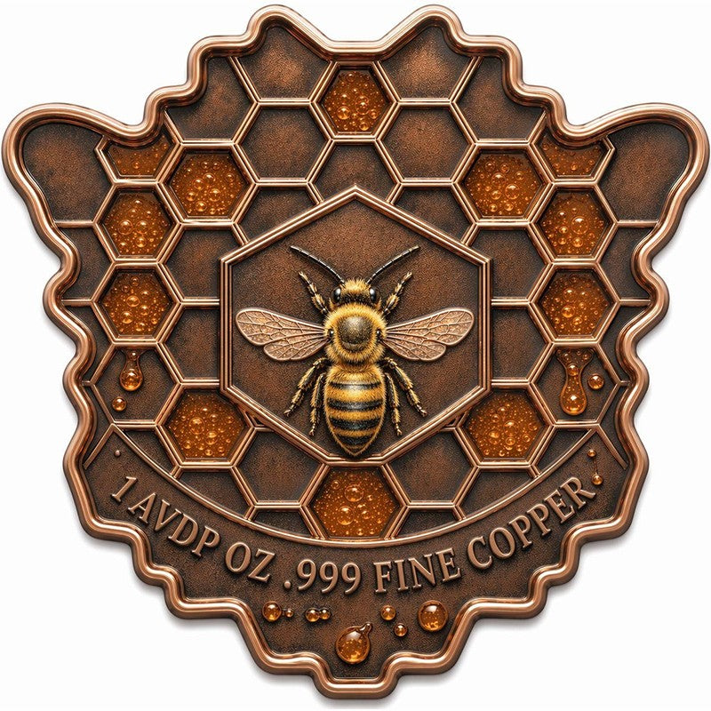 Honey Queen Colorized Shaped 1 oz Copper Medal (07/21)