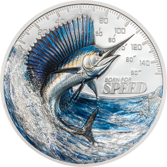 2027 Cook Islands Born for Speed - Sailfish 1 oz Silver Coin