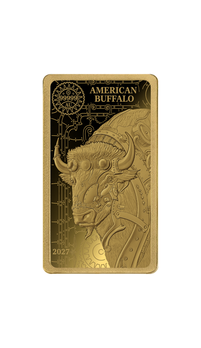 2027 Solomon Islands WPB Steampunk American Buffalo 1/200 oz Gold Coin - Capsule