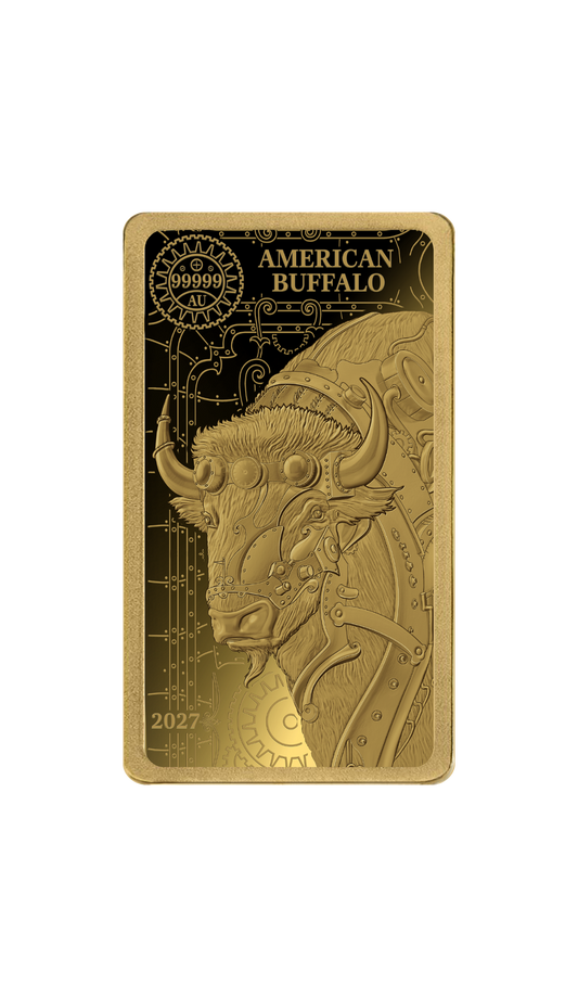 2027 Solomon Islands WPB Steampunk American Buffalo 1/200 oz Gold Coin - Capsule