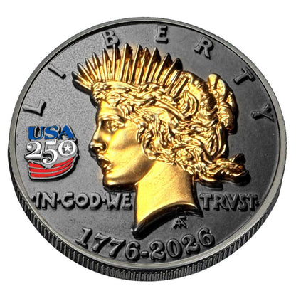 1776-2026 Peace Dollar Tribute UHR Black Ruthenium & 24k Gold CN Round (07/15)