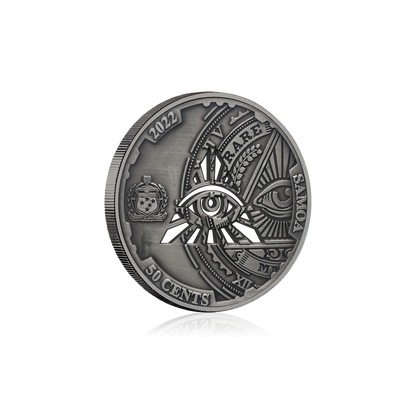 2022 Samoa Conspiracy Collection - Illuminati Cut-Out CN Coin in Card