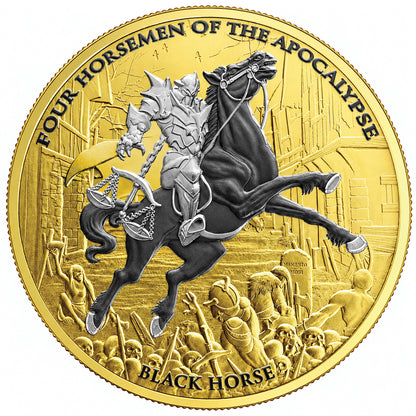 2026 Carpathian Four Horsemen of the Apocalypse Black Horse - Ennobled Edition 1 oz Silver Coin