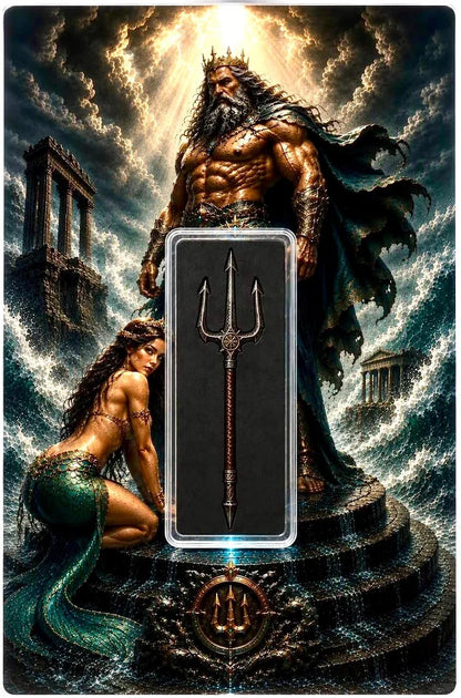 Poseidon's Power Trident Shaped 1g Silver Medal in Card
