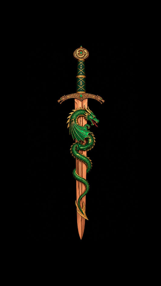 Dragon Sword Shaped Colorized 2 oz Copper Medal (07/01)