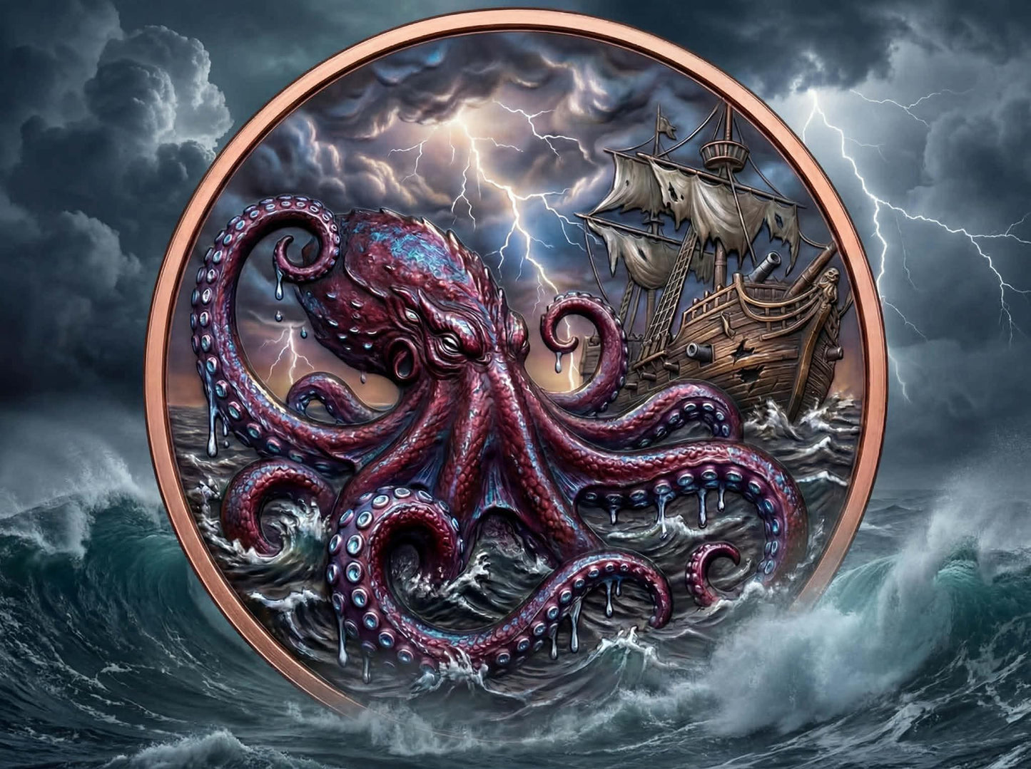The Kraken 5th Release in the Mythical Creatures Series 5 oz Copper with UV Colorization!