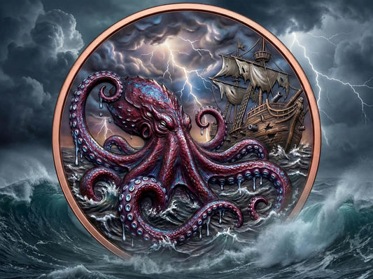 The Kraken 5th Release in the Mythical Creatures Series 5 oz Copper with UV Colorization!
