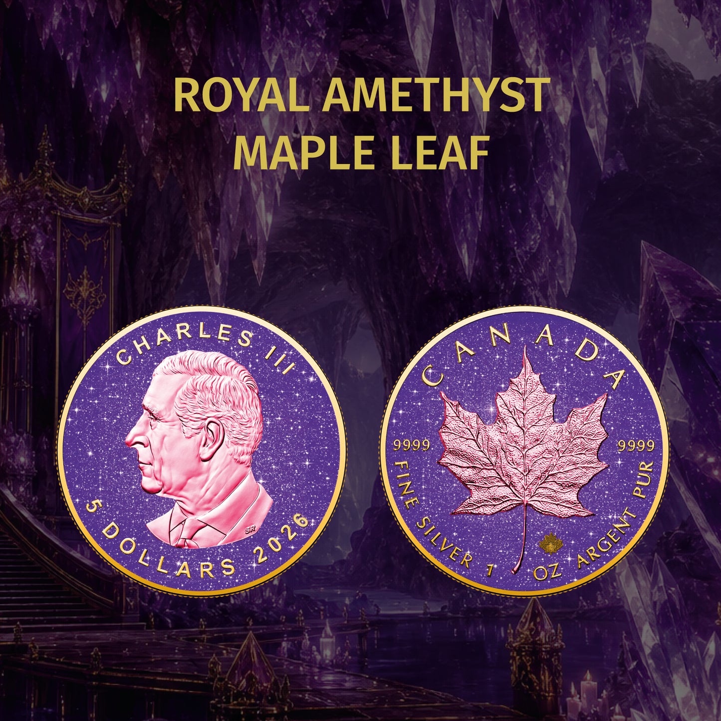 2026 Canada Maple Leaf Royal Amethyst Edition 1 oz Silver Coin (06/29)
