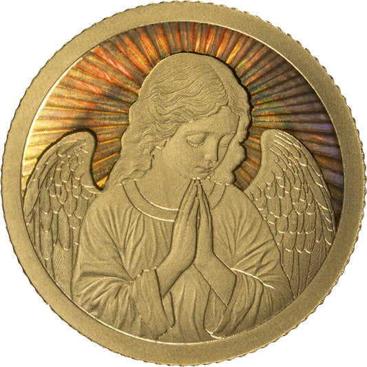 In Stock! Gabon 2026 Hologram Guardian Angel 1/200 oz Gold Coin in Velvet Pouch