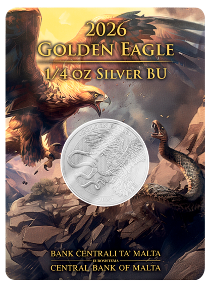 Estimate: 2026 Malta Golden Eagle BU 1/4 oz Silver Coin in Card