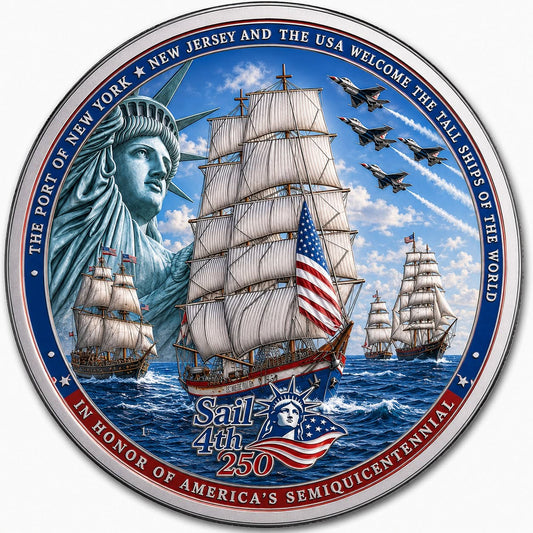 2026 Sail4th 250 Colorized 1/2 oz Silver Round (07/08)