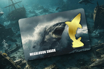 2026 Megalodon Shark Shaped 1/500 oz Gold Medal in Card (06/25)