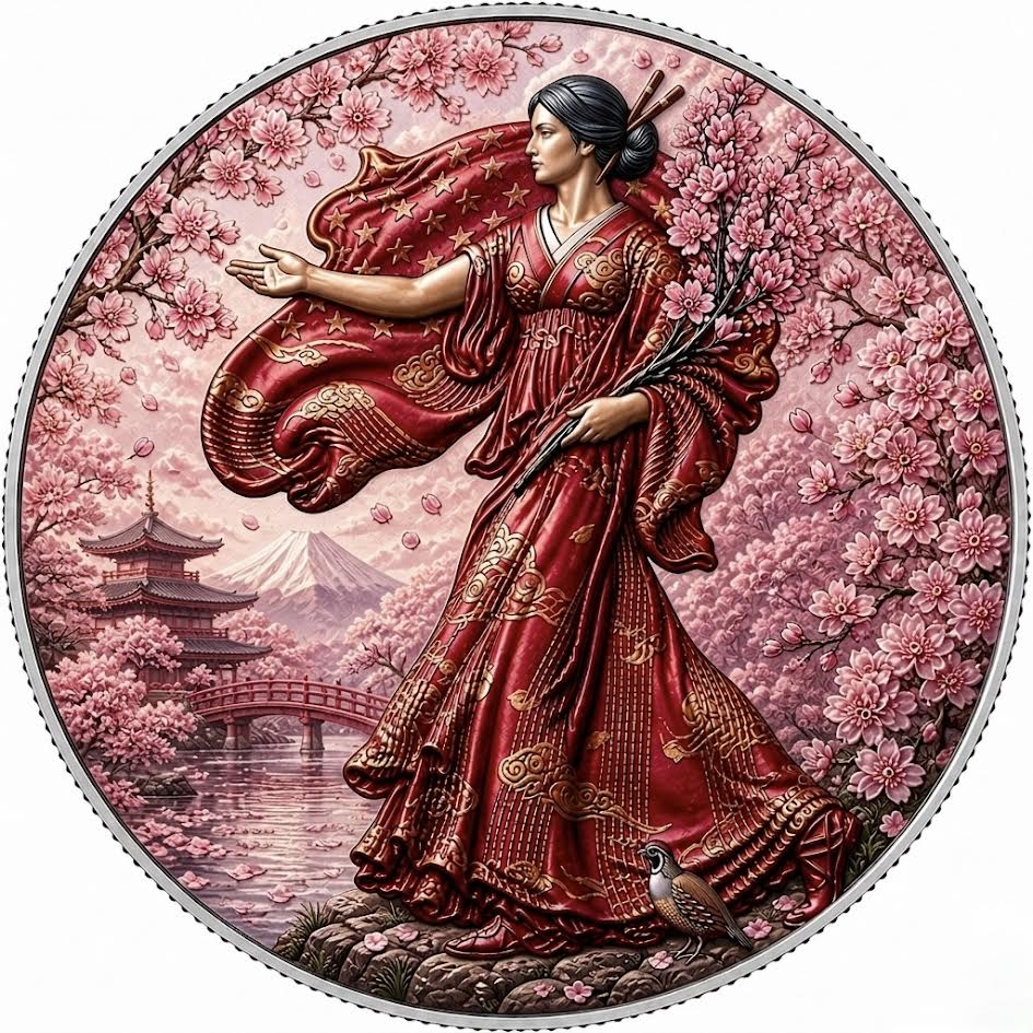 In Stock! 2026 American Silver Eagle Japanese Cherry Blossom Edition (149 Mintage)