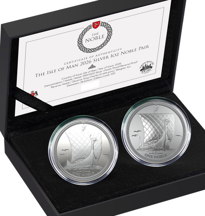 2026 Isle of Man Noble Reverse Proof & Proof 2 x 1 oz Silver Coin Set (07/31)