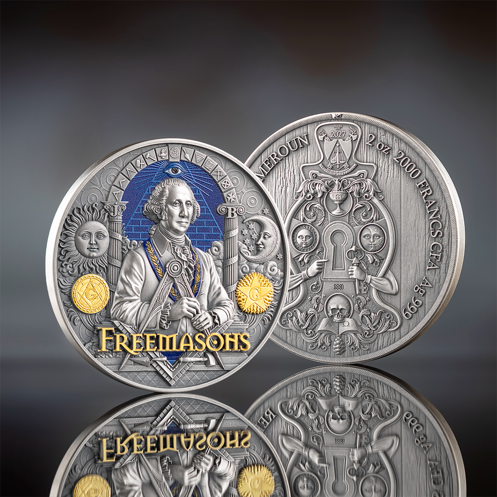2027 Cameroon Secret Societies - Freemasons 2 oz Silver Coin