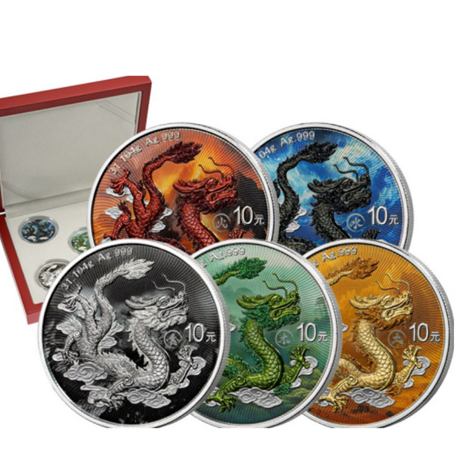 2025 China Dragon Chromonite Edition 5 x 1 oz Silver Coin Set (08/03)