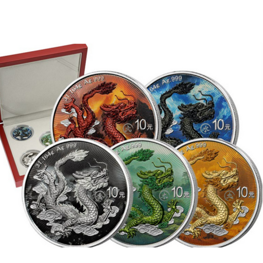 2025 China Dragon Chromonite Edition 5 x 1 oz Silver Coin Set (08/03)