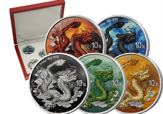 2025 China Dragon Chromonite Edition 5 x 1 oz Silver Coin Set (08/03)