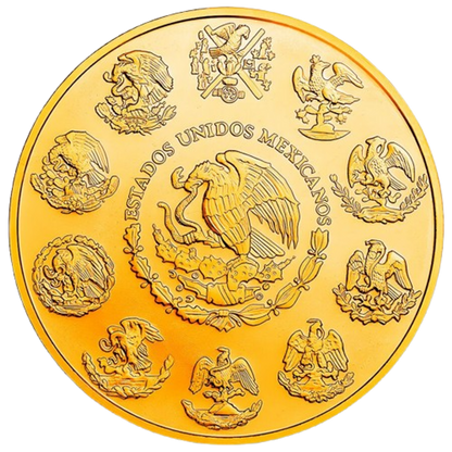 In Stock! 2024 1 oz Mexican Libertad Aztec Calendar 24k Gold Gilded Colorized Silver Coin
