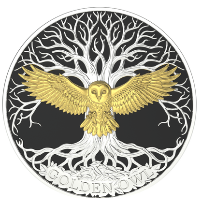 2026 Pitcairn Islands Golden Creatures - Owl 1 oz Silver Coin