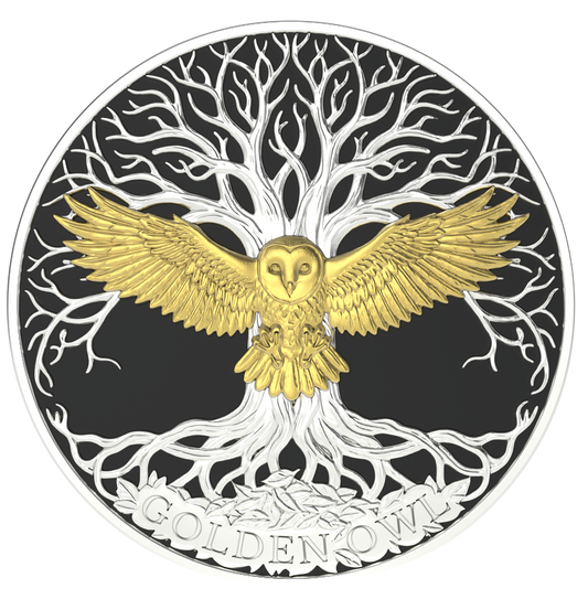 2026 Pitcairn Islands Golden Creatures - Owl 1 oz Silver Coin