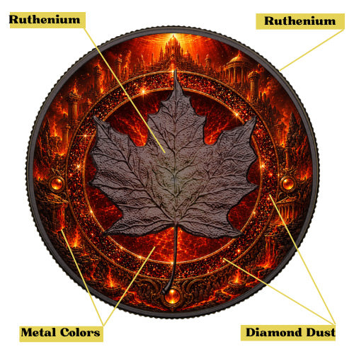 2026 Canada Maple Leaf Fire - Elemental Realms Diamond Dust 1 oz Silver Coin (08/07)