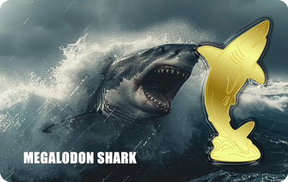 2026 Megalodon Shark Shaped 1/500 oz Gold Medal in Card (06/25)