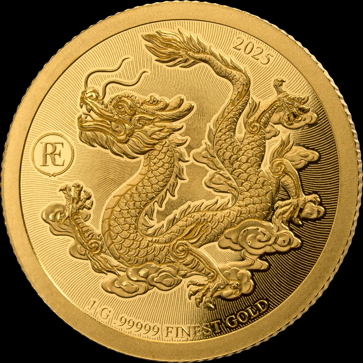 2025 Gabon Chinese Dragon Rare Edition 1g Gold Coin in Card